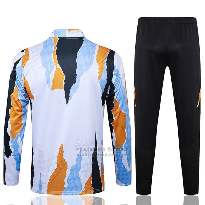 Chandal de Sudadera del Real Madrid Nino 2024-2025 Blanco y Amarillo